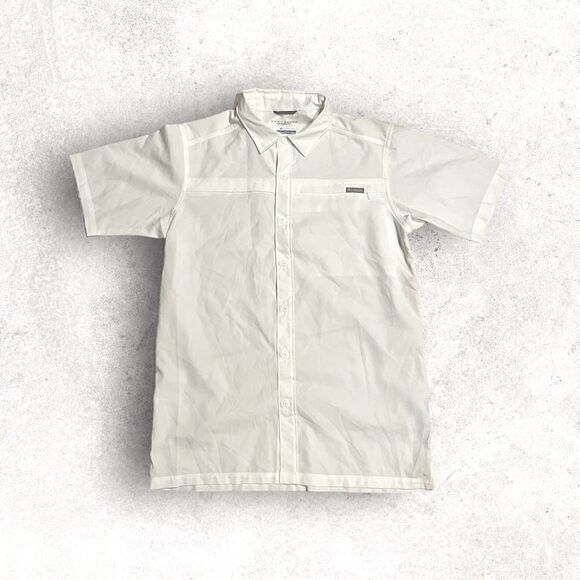 Columbia | EUC Men’s PFG Omni-Shade Short Sleeve Vented Shirt White Size L - Picture 1 of 2